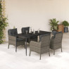 5 pcs conjunto de jantar p/ jardim c/ almofadões vime PE cinza 1