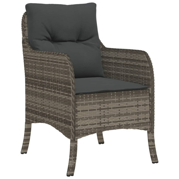 Set comedor de jardín 5 piezas con cojines ratán sintético gris M 3
