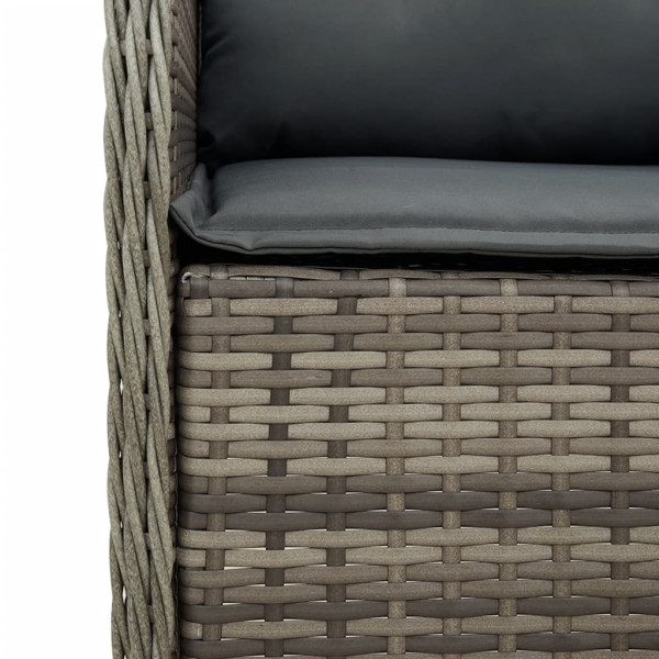 Set comedor de jardín 5 piezas con cojines ratán sintético gris M 5
