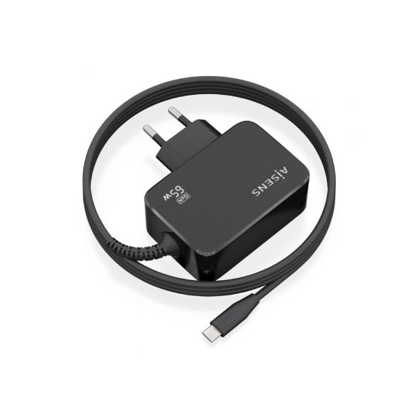 Cargador gan de pared aisens asch-1pd65wl033-bk/ 1xusb tipo-c + cable 1.8m/ 65w M 2
