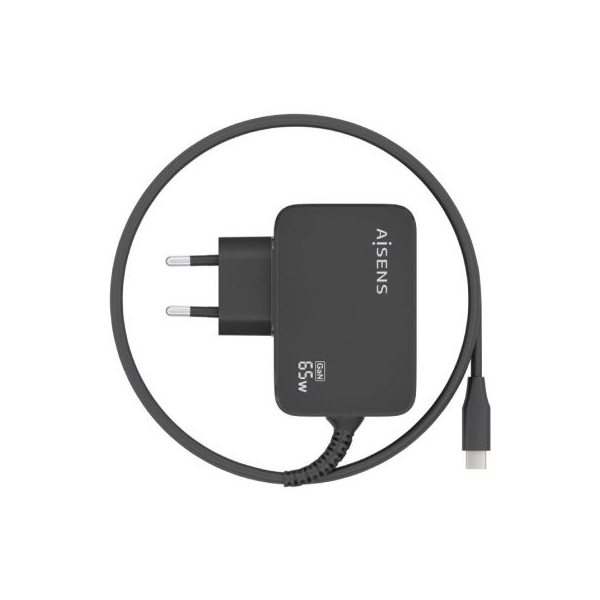 Cargador gan de pared aisens asch-1pd65wl033-bk/ 1xusb tipo-c + cable 1.8m/ 65w M 3
