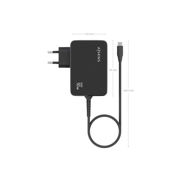Cargador gan de pared aisens asch-1pd90wl034-bk/ 1xusb tipo-c + cable 1.8m/ 90w M 4