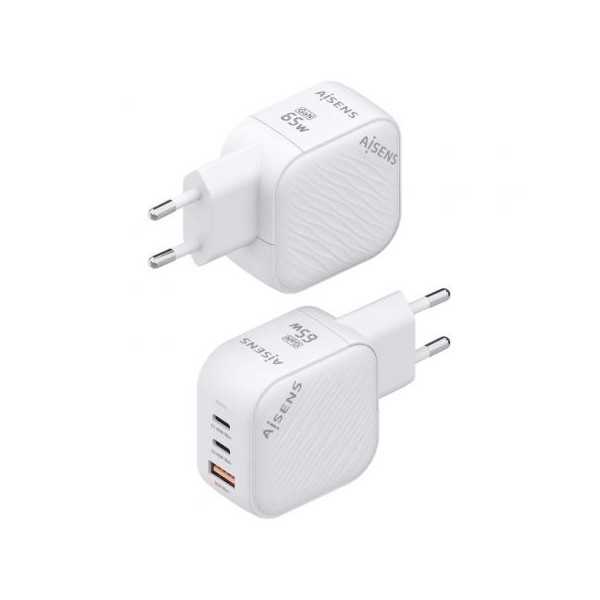 Cargador de pared aisens asch-65w3p026-w/ 2xusb tipo-c/ 1xusb/ 65w M 3