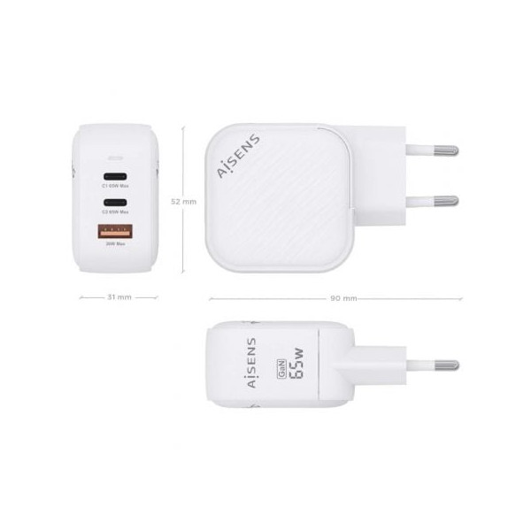 Cargador de pared Aisens ASCH-65W3P026-W blanco M 4