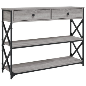 Mesa consola madera de ingeniería gris Sonoma 100x28x75 cm H