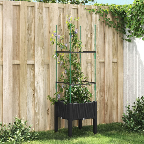 Jardinera con enrejado PP negro 40x40x142.5 cm D
