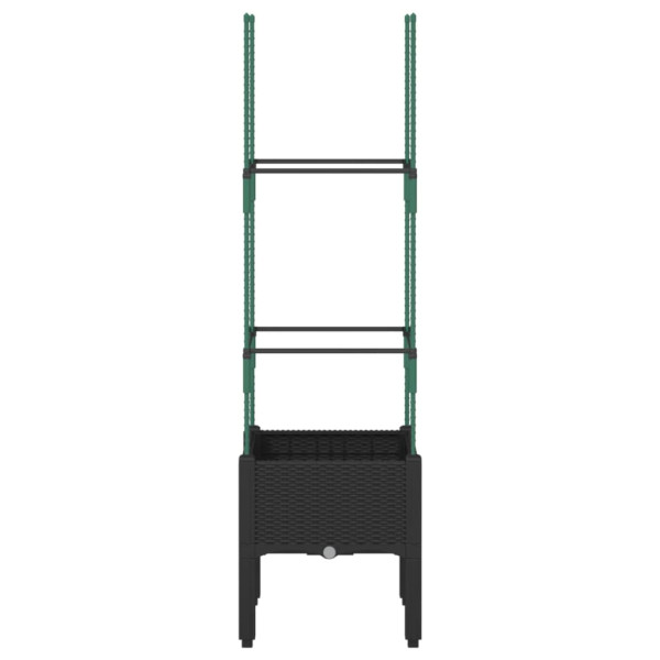 Jardinera con enrejado PP negro 40x40x142.5 cm M 3