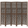 Biombo c/ 5 painéis madeira de paulownia maciça castanho-escuro 4