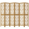 Biombo separador de 6 paneles madera maciza paulownia marrón 2