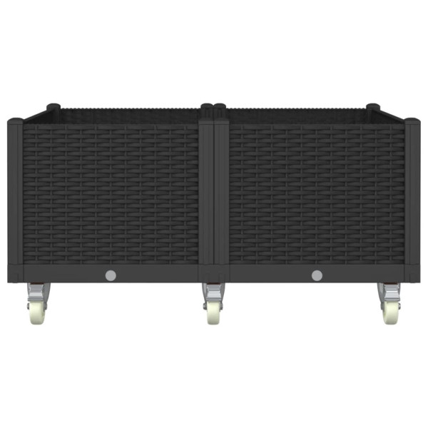 Jardinera con ruedas PP negro 100x80x54 cm M 3