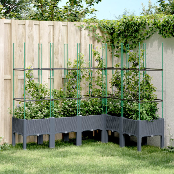 Jardinera con enrejado PP gris 160x120x142.5 cm D