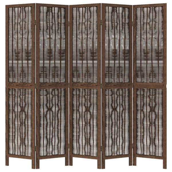 Biombo separador de 5 paneles madera paulownia marrón oscuro M 4