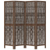 Biombo separador de 4 paneles madera paulownia marrón oscuro 4