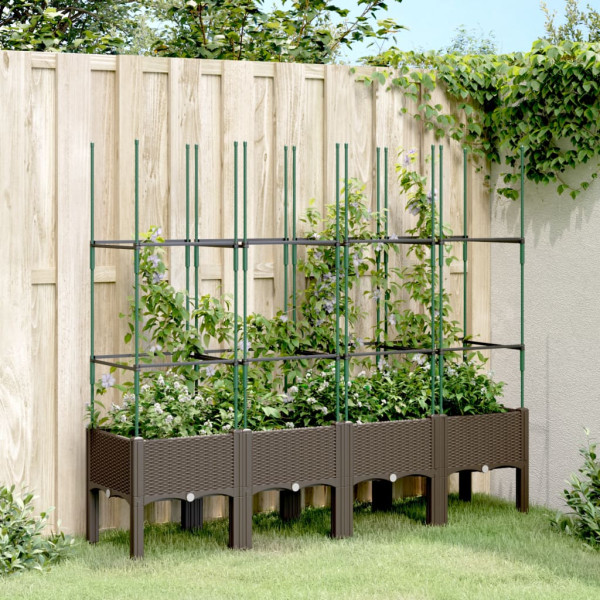 Jardinera con enrejado PP marrón 160x40x142.5 cm D