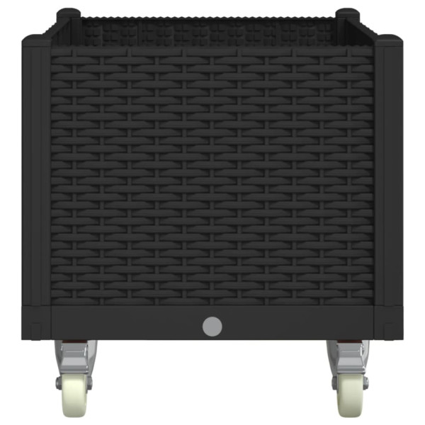 Vaso/floreira de jardim com rodas 80x50x54 cm PP preto M 4