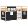 Cama alta niños con cortinas madera pino blanco negro 90x190 cm 3