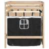Cama alta niños con cortinas madera pino blanco negro 90x190 cm 5
