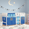 Cama alta para niños con cortinas madera pino azul 90x190 cm 1