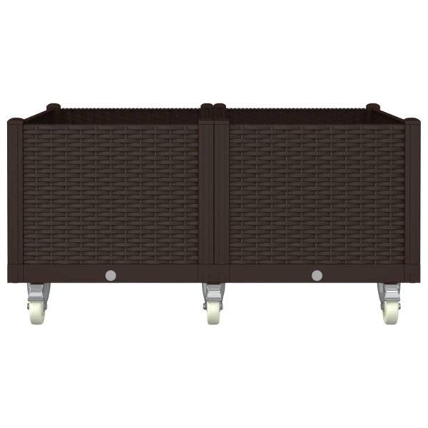 Vaso/floreira de jardim c/ rodas 100x80x54 cm PP castanho M 3