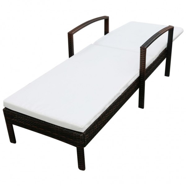 Espreguiçadeira com almofadão em vime PE castanho M 4