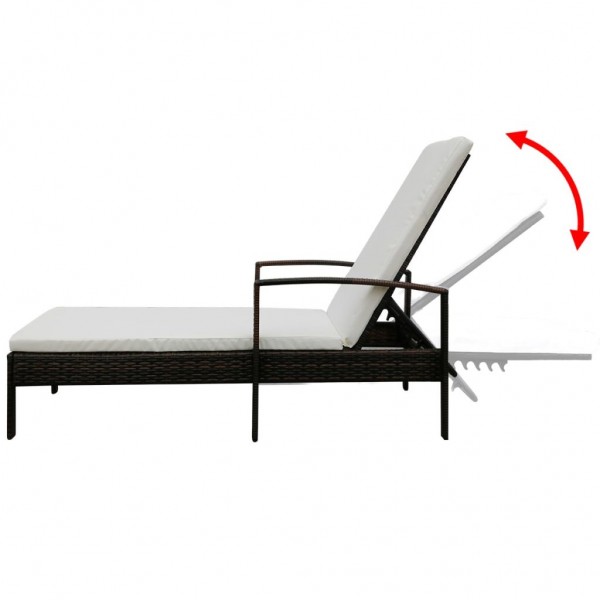 Espreguiçadeira com almofadão em vime PE castanho M 5