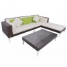 4 pcs conjunto lounge jardim c/ almofadões vime PE castanho 1