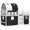 Cama alta niños con túnel madera pino blanco negro 90x190 cm 3