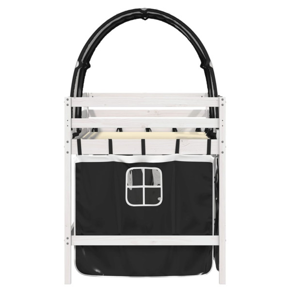 Cama alta niños con túnel madera pino blanco negro 90x190 cm M 5