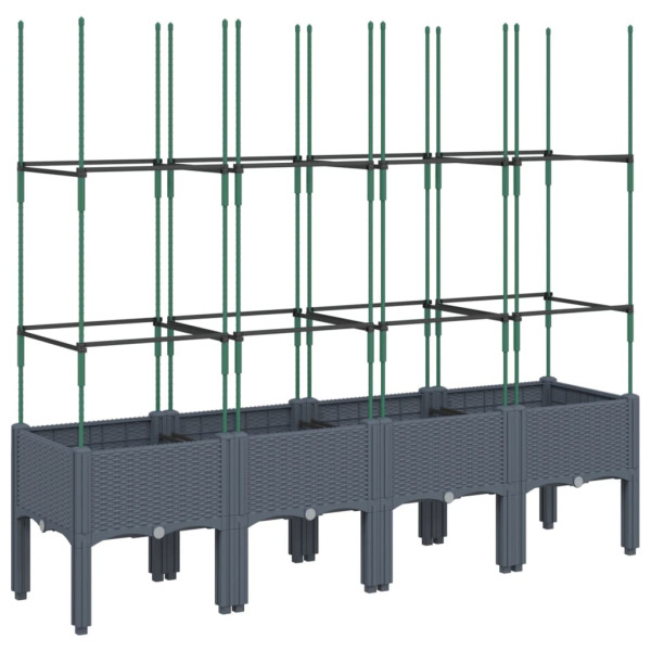 Jardinera con enrejado PP gris 160x40x142.5 cm M 5