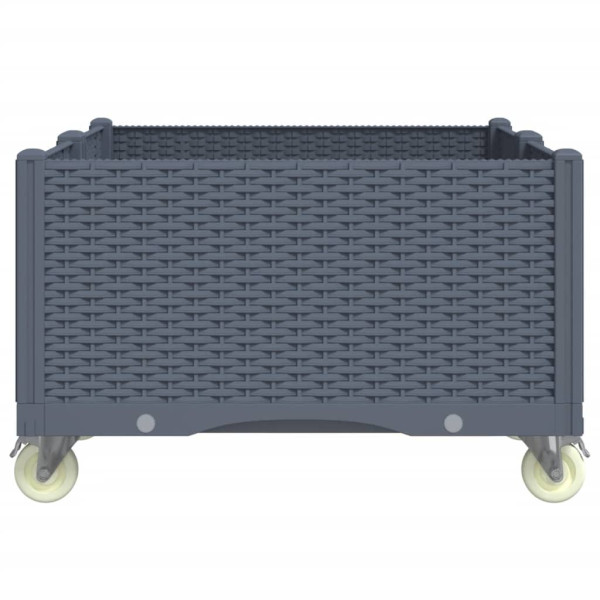 Vaso/floreira de jardim c/ rodas 100x80x54 cm PP cinzento azul M 4