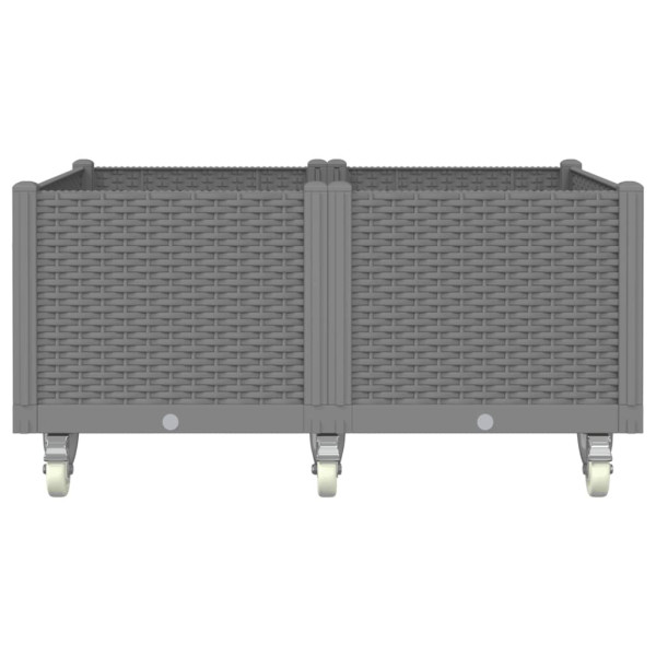 Vaso/floreira de jardim c/ rodas 100x80x54 cm PP cinzento-claro M 3