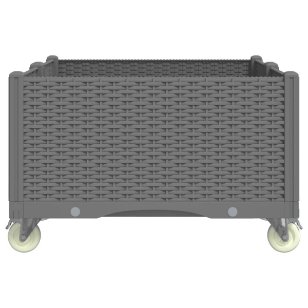 Vaso/floreira de jardim c/ rodas 100x80x54 cm PP cinzento-claro M 4