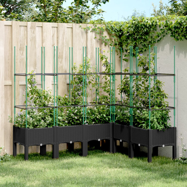 Jardinera con enrejado PP negro 160x120x142.5 cm D