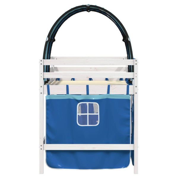 Cama alta para niños con túnel madera pino azul 90x190 cm M 5