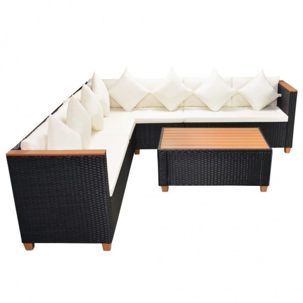 Set muebles de jardín 5 piezas y cojines ratán sintético negro M 4