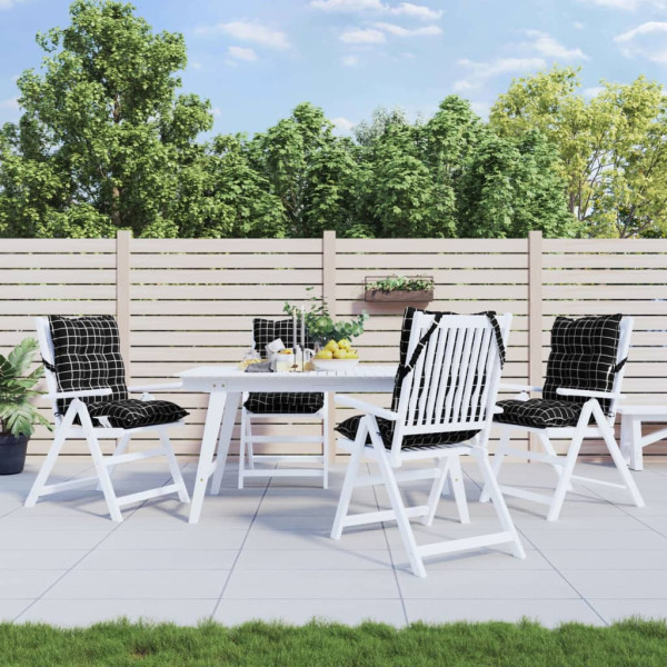 Cojines de silla respaldo bajo 4 uds tela Oxford cuadros negro D