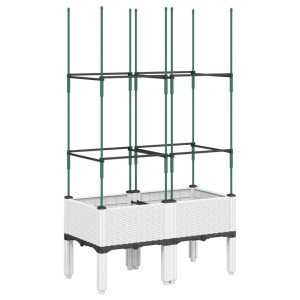 Jardinera con enrejado PP blanco 80x40x142.5 cm H