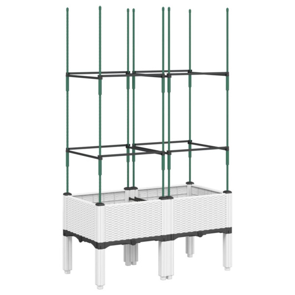 Vaso/floreira de jardim c/ treliça 80x40x142.5 cm PP branco M 2