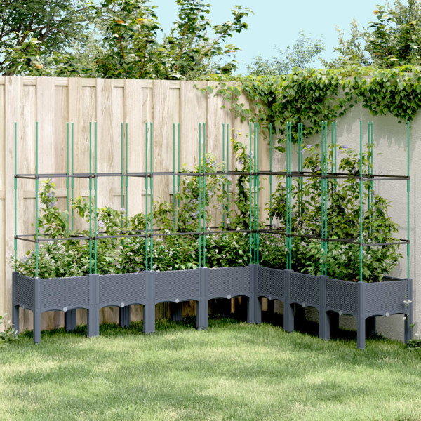 Jardinera con enrejado PP gris 200x160x142.5 cm D