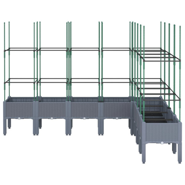 Vaso/floreira de jardim c/ treliça 200x160x142.5 cm PP cinzento azul M 3