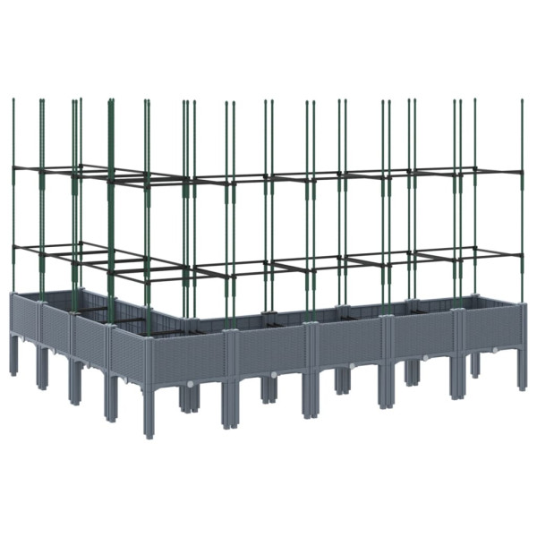 Vaso/floreira de jardim c/ treliça 200x160x142.5 cm PP cinzento azul M 5