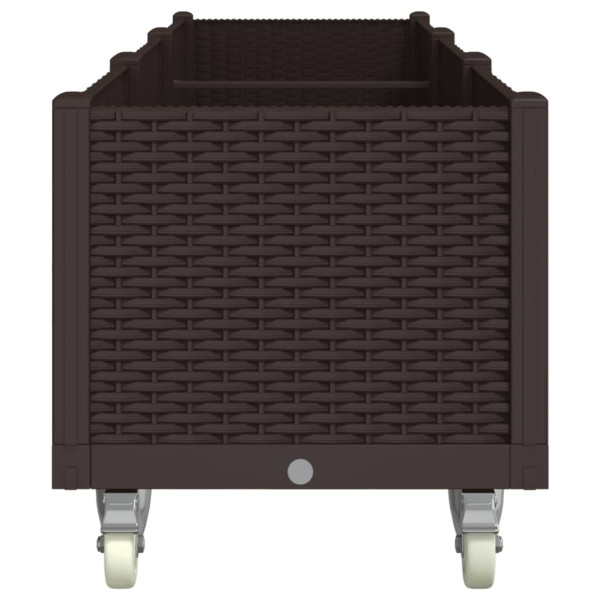 Vaso/floreira de jardim com rodas 240x50x54 cm PP castanho M 4