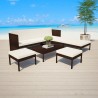 Set muebles de jardín 6 piezas y cojines ratán sintético marrón 1