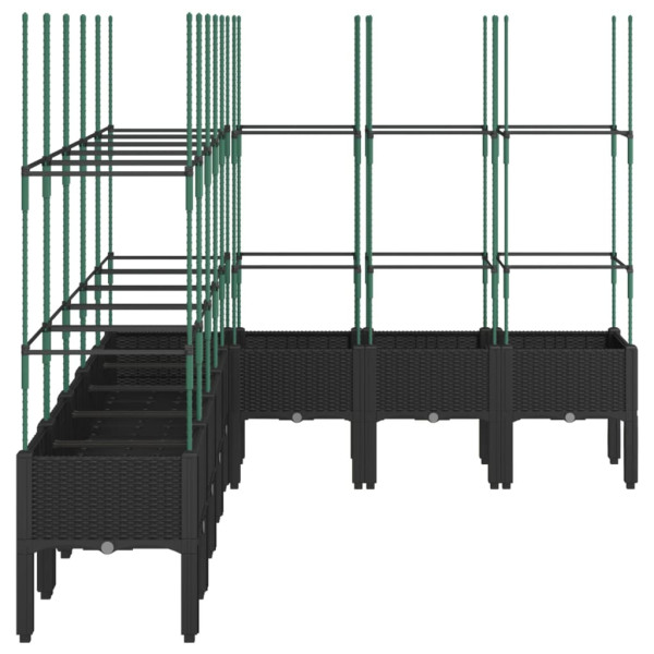 Jardinera con enrejado PP negro 200x160x142.5 cm M 4