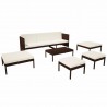 Set muebles de jardín 6 piezas y cojines ratán sintético marrón 3