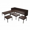 6 pcs conjunto lounge jardim c/ almofadões vime PE castanho 5