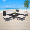 6 pcs conjunto lounge de jardim c/ almofadões vime PE preto 1