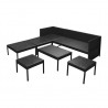 Set muebles de jardín 6 piezas y cojines ratán sintético negro 5