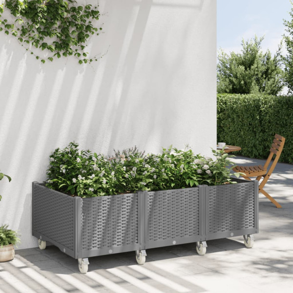 Jardinera con ruedas PP gris claro 150x80x54 cm D