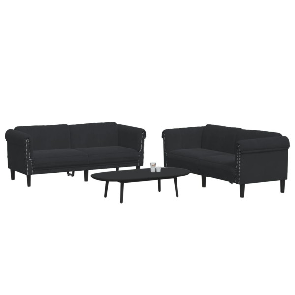 2 pcs conjunto de sofás veludo preto M 3